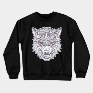 Wolf face with floral ornament decoration Crewneck Sweatshirt